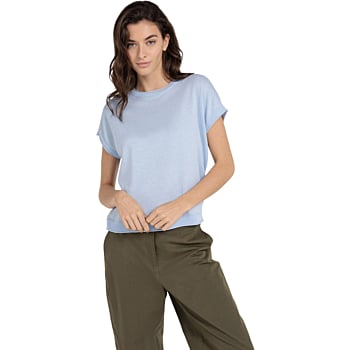 Top met contrasterende boorden LIGHT BLUE MELANGE