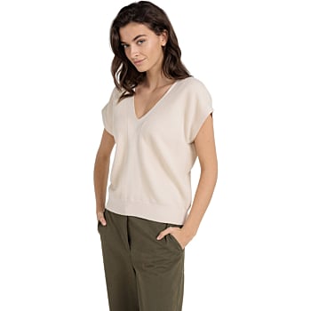 Trui met dubbele V-hals CREME BEIGE