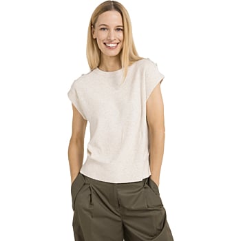 Mouwloze trui met knoopdetails CREME BEIGE MELANGE