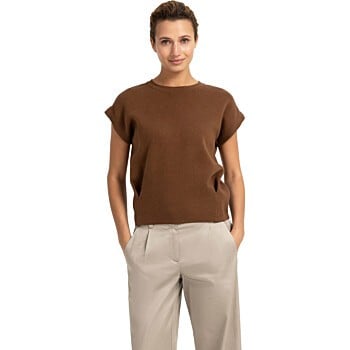 Jacquard gebreide top BISON BROWN