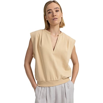 Mouwloze V-hals trui SEMOLINA BROWN