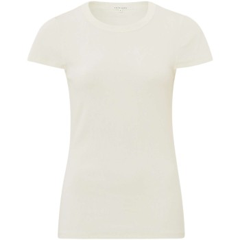 Ribbed t-shirt with cap sleeve ivory white
