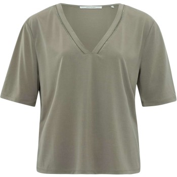 T-shirt with V-neck ARMY GREEN