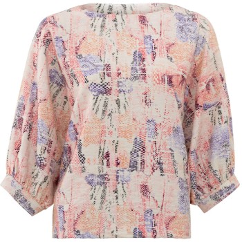 Top with boatneck and print FLAMINGO PLUME PINK