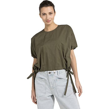 Boxy top met pofmouwen ARMY GREEN