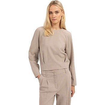 Top met bloezende zoom BEIGE MELANGE
