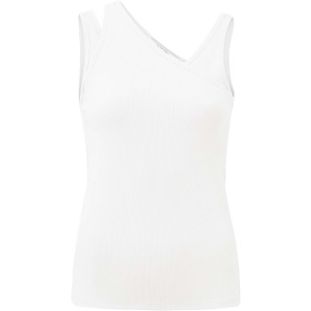Ribbed top with neck detail bright white