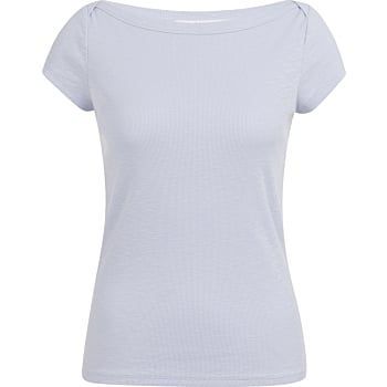 Geribde top met boothals ICE BLUE