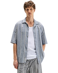 Quinn Linen Stripe Shirt Alaska Blue