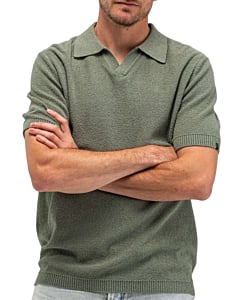 Boucle Knit Polo Jade green