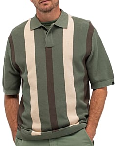 Delvin Knit Stripe Polo Jade green