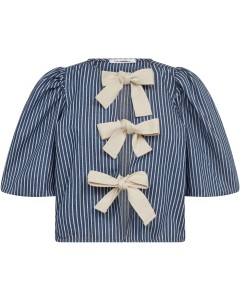 BillyCC milkboy bow blouse blue white stripe