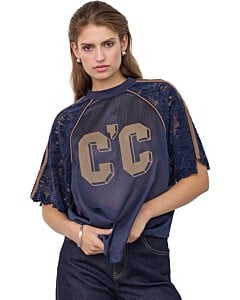 ReenaCC Logo Lace Tee Navy