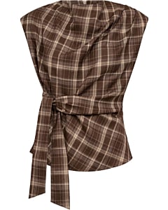 DagnyCC CHeck pleat top brown