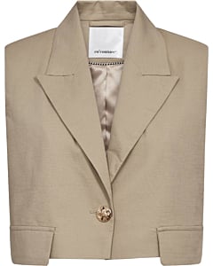 LeilaCC Linen Crop Vest Bisquit
