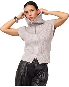 RowCC Zip Knit Vest Grey Melange