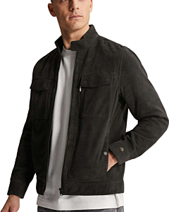 Zip jacket Suede regular fit Black Sand