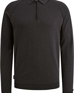 Long sleeve polo regular fit visco Black Sand