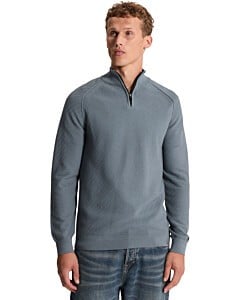 Half zip collar slim fit cotton ea Blue Mirage