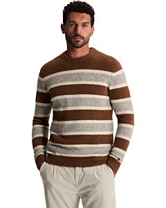Crewneck regular fit wool stretch Mahogany