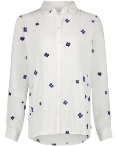 Sophia blouse white & blue embro flowers