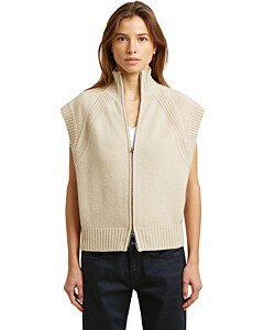 Heavy moto zip vest knit wmn