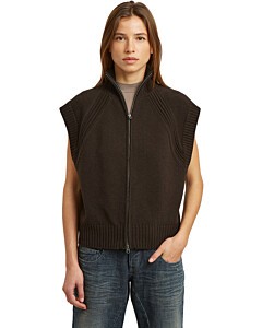 Heavy moto zip vest knit wmn