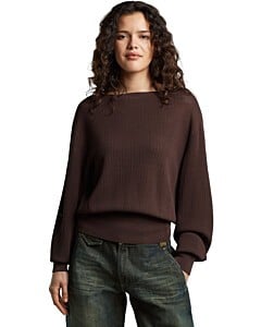 Open neck structure knit wmn