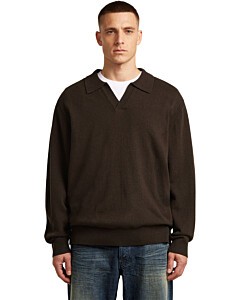 Wool refined polo collar knit