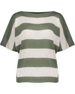 Pullover light sand & green striped