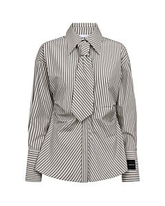 Gemma Tie Stripe Shirt Beige
