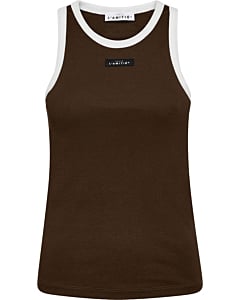 Neckline Badge Tank Mocca Offwhite