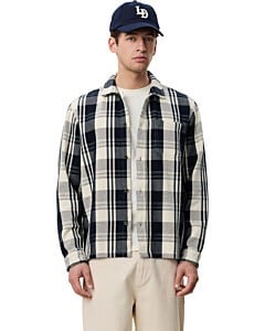 Structured Check Overshirt Dark Navy