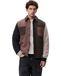 Wool Colourblock Overshirt Mole Brown
