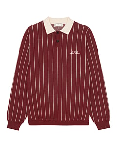 Signature knitted l/s polo Chocolate truffle red