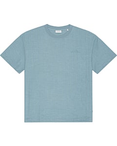 Stripe jacquard t-shirt faded denim blue