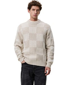 Check Knit Eggnog White
