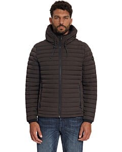 Jacket Hooded Short Fit Padded Dark Brown