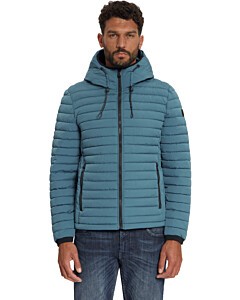 Jacket Hooded Short Fit Padded Shadow Blue