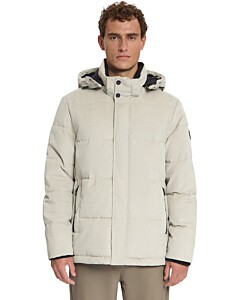 Jacket Medium Length Corduroy Hoode Stone