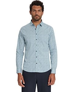 Shirt Stretch Allover Printed Dusty Blue