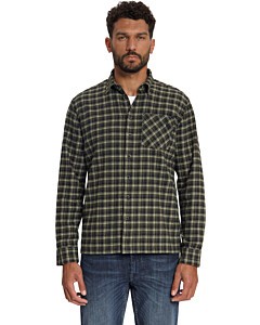 Shirt Yarn Dyed Check, Twill Weave Moss