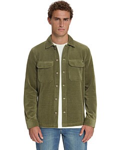 Overshirt Full Button Rib Sweat Army