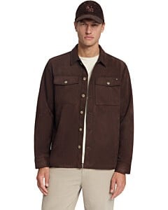 Overshirt Full Button Suede Dark Brown