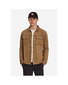 Overshirt Full Button Suede Caramel
