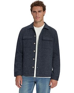 Overshirt Full Button Solid Jacquar Dark Night