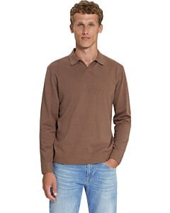 Pullover Polo V Melange Light Brown