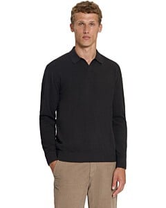 Pullover Polo V Melange Dark Brown