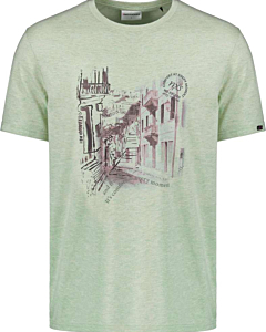 T-Shirt Crewneck Melange Chest Prin Mint