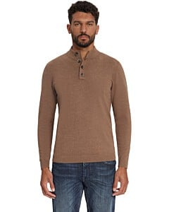 Pullover Half Button Melange Light Brown